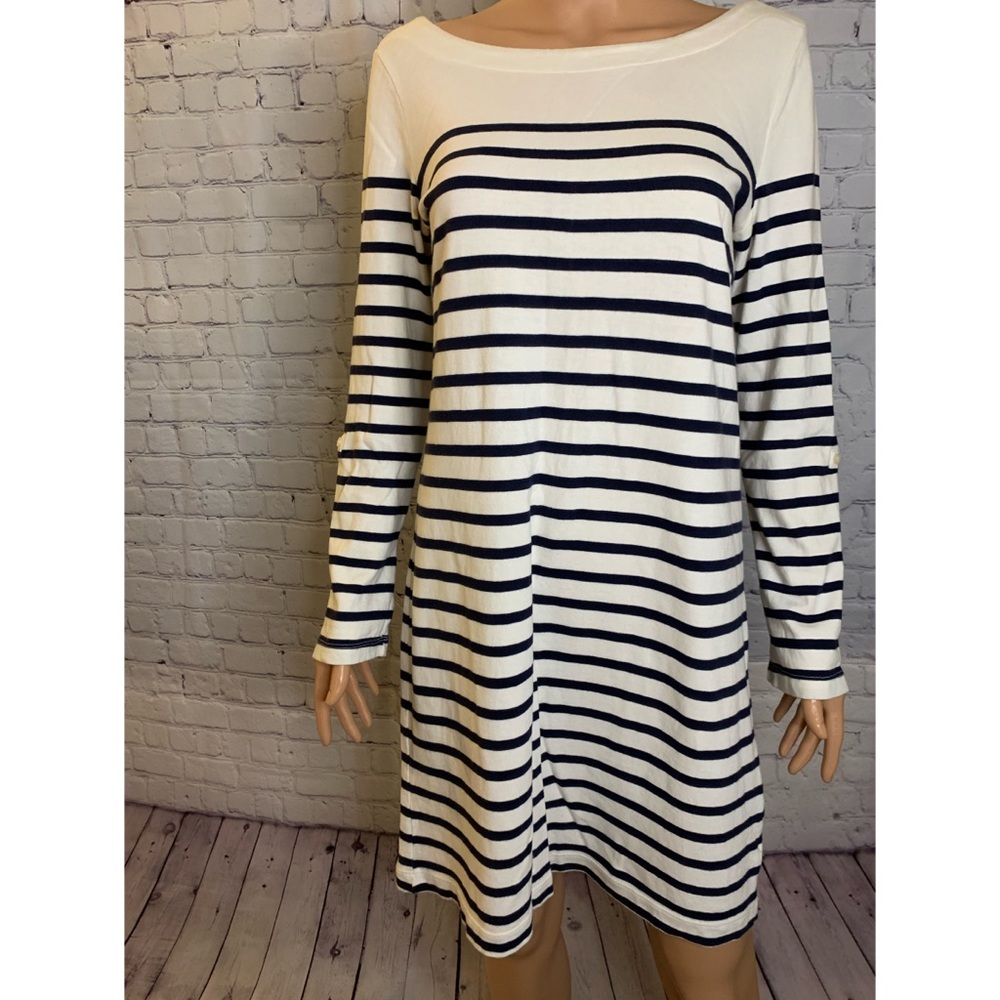Gap 100% Cotton Black & White Stripped Dress size Small